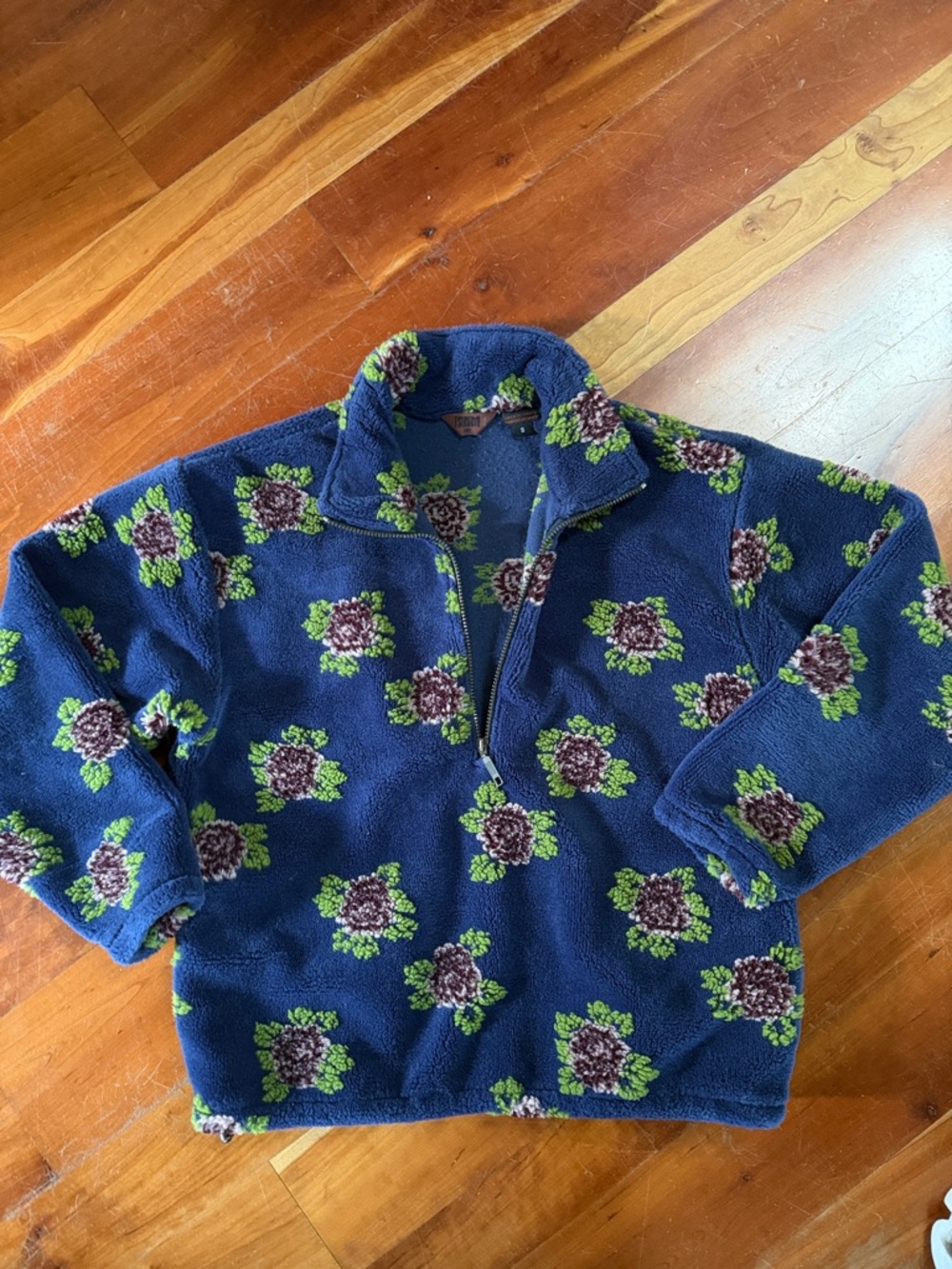 Tsunami Sport Navy Floral Zip-Up Fleece Pullover